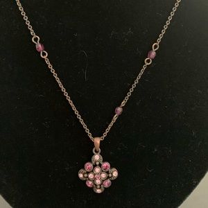 Purple & pink crystal necklace